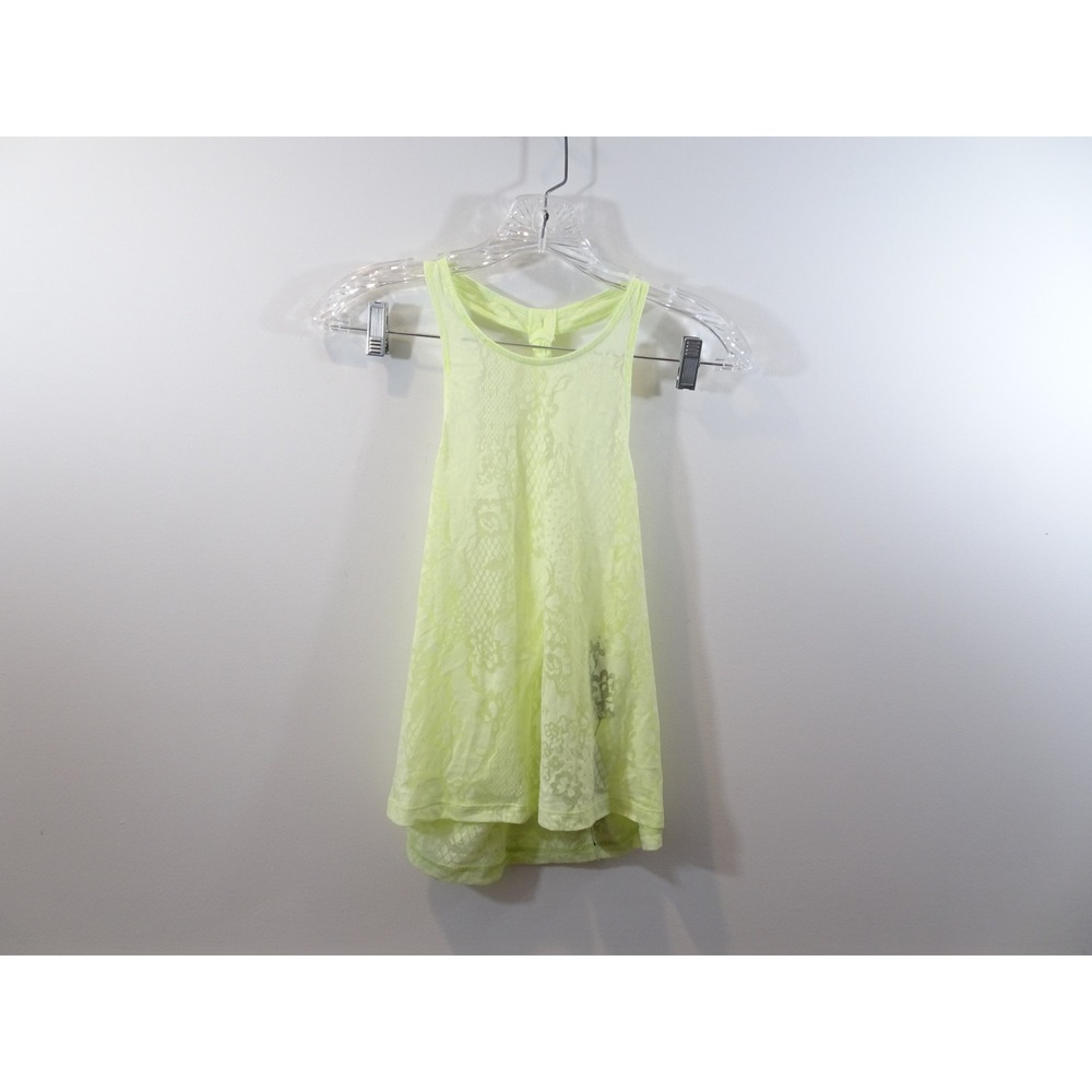 Savage X Fenty Women Lime Green Sheer Lace Twisted Racerback Tank Top Size 8-10